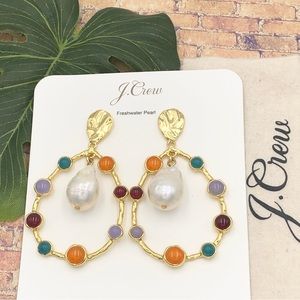JCrew Semi-precious Stone Multicolor Statement Gold Teardrop Earrings